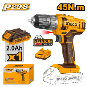 Taladro M3/8 20V 45Nm 1 Bateria Y 1 Cargador INGCO