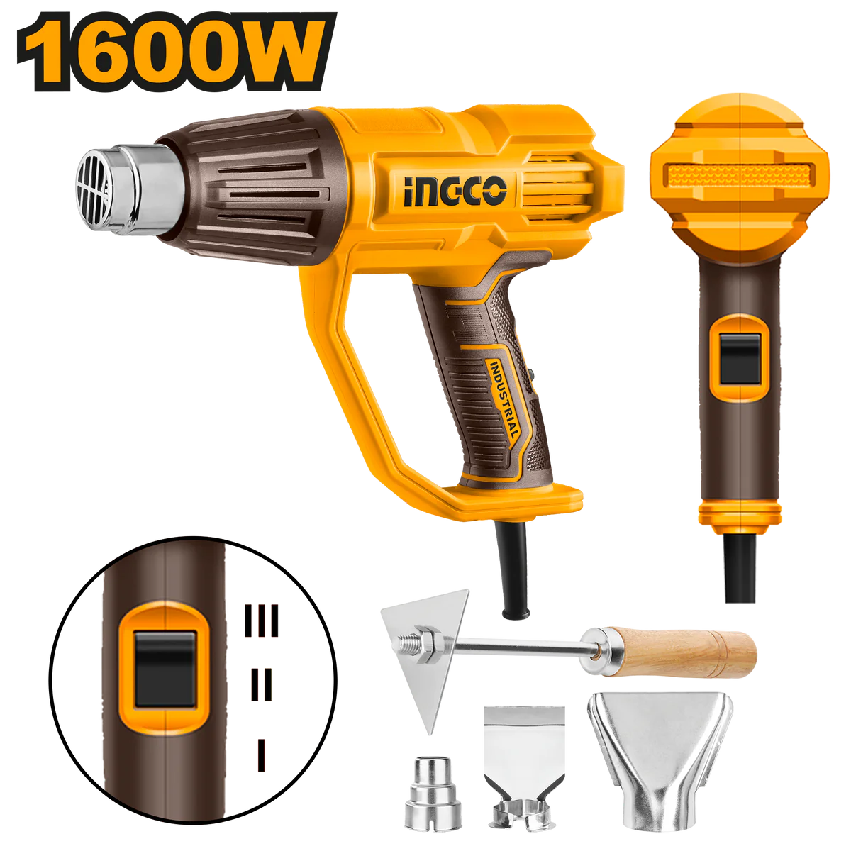Pistola Calor 110/120V 1600W Con Boquilla Y Raspador Ingco